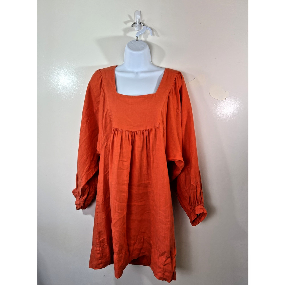 Joie Women’s Linen Dress Size M Orange Babydoll Coastal Vacation Vibrant Boho